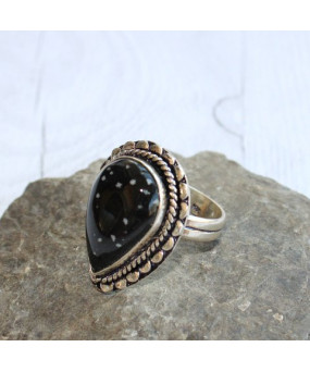 Bague en Obsidienne Flocons de neige