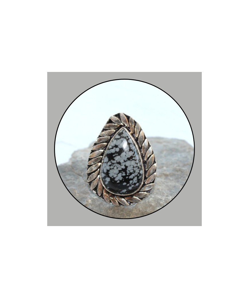 Bague en Obsidienne Flocons de neige