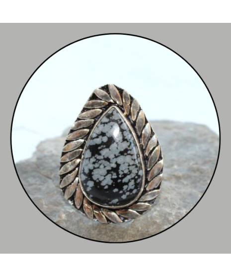 Bague en Obsidienne Flocons de neige