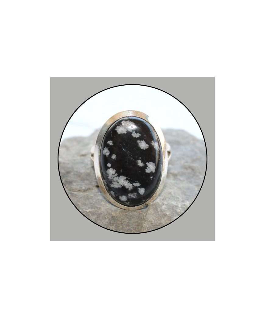 Bague en Obsidienne Flocons de neige
