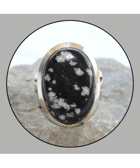 Bague en Obsidienne Flocons de neige