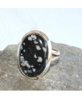 Bague en Obsidienne Flocons de neige