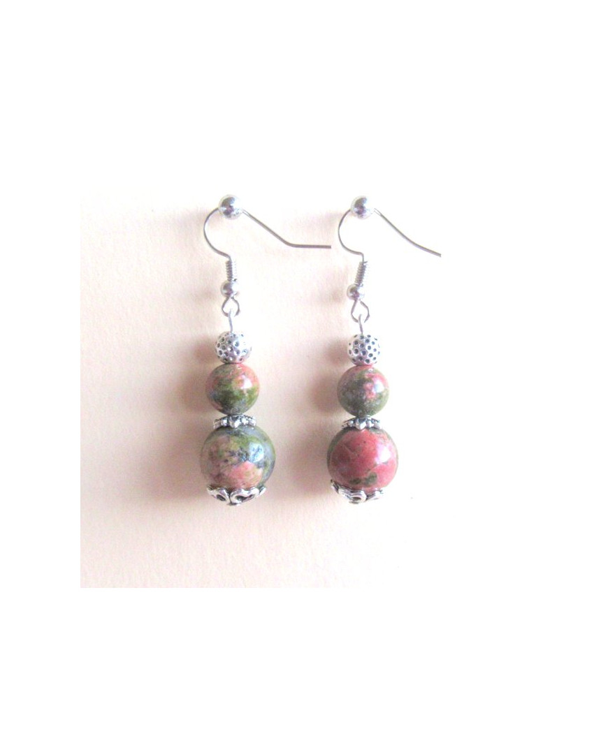 Boucles d'oreilles en Unakite
