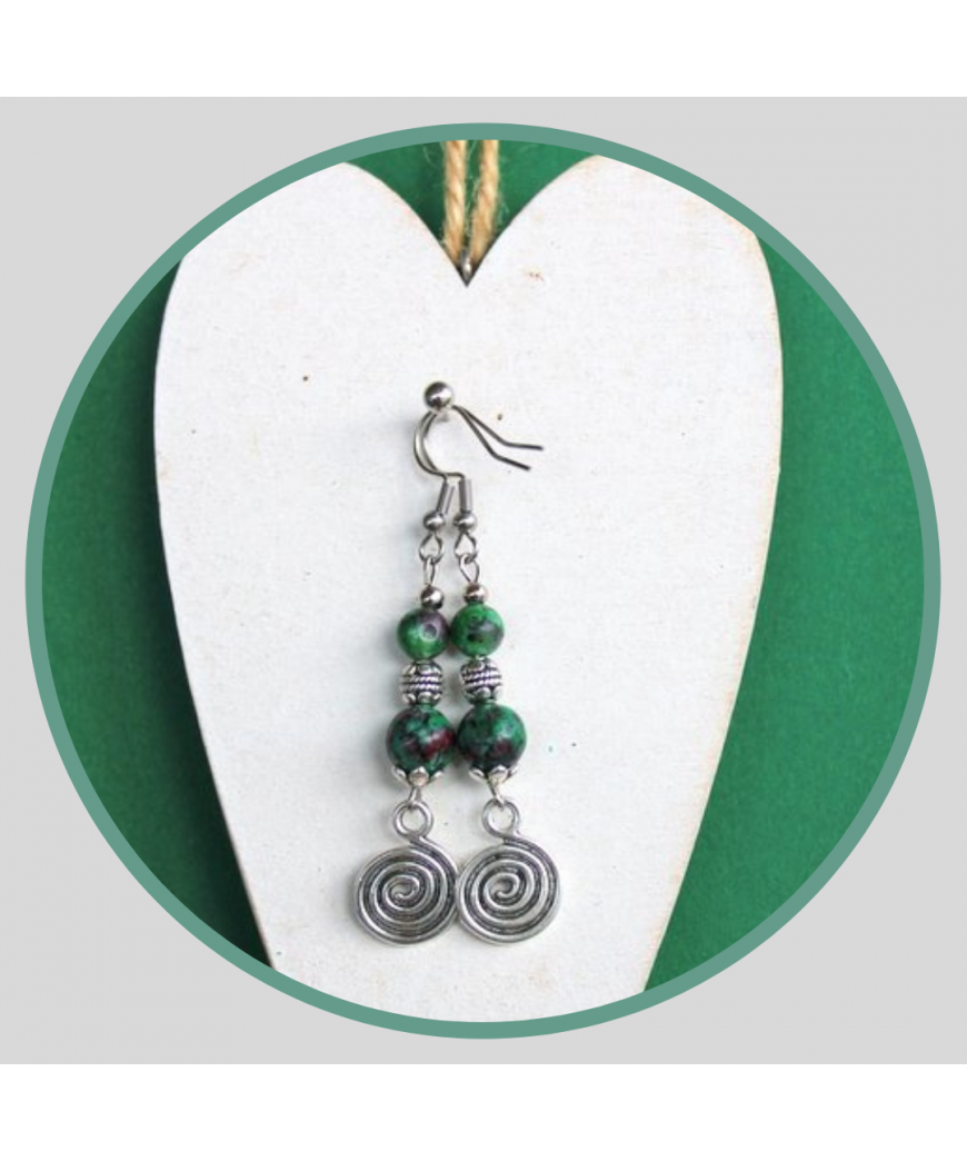 Boucles d'Oreilles Spirales en Fuchsite