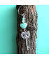 Porte-clefs Chouette Cœur  en Jade et Aventurine