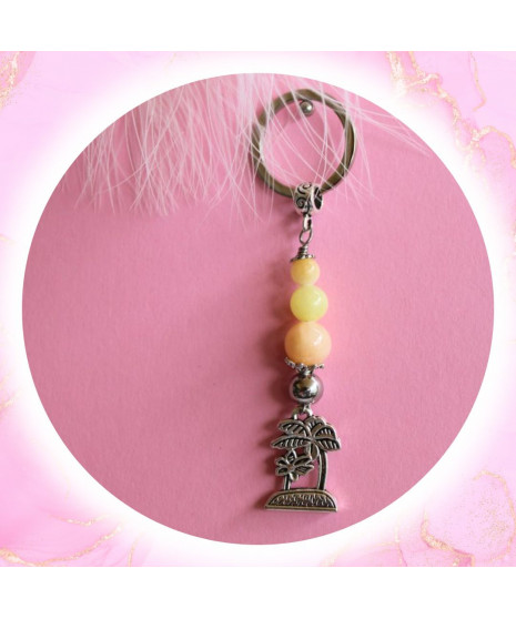 Porte-clefs Palmiers en Morganite