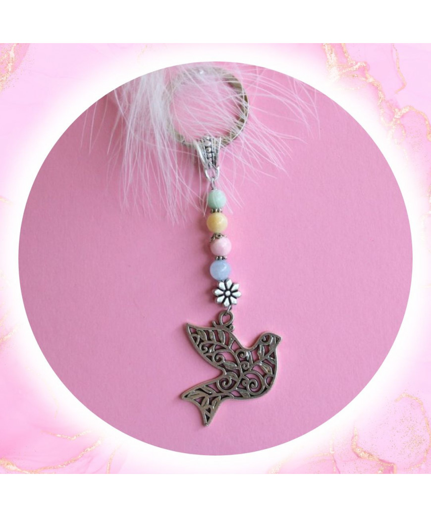Porte-clefs Colombe en Morganite