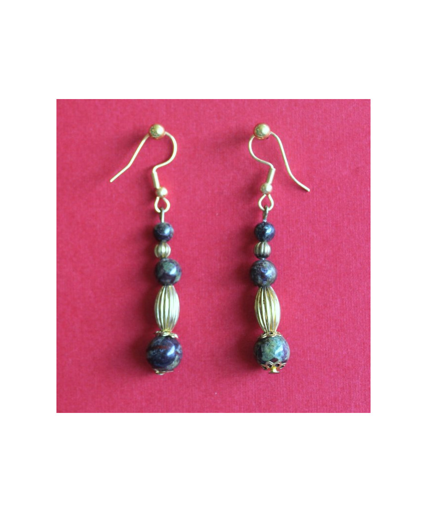 Boucles d'oreilles en Jaspe sanguin