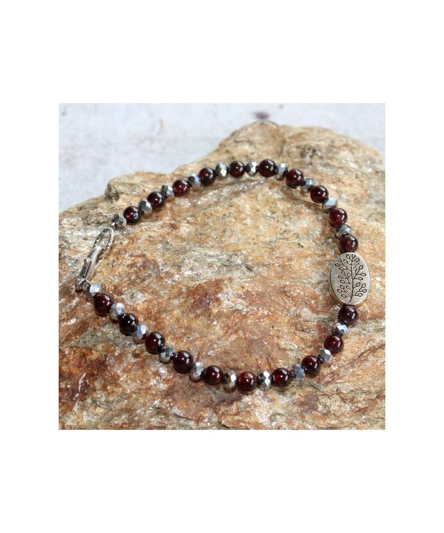 Bracelet Grenat Arbre de vie
