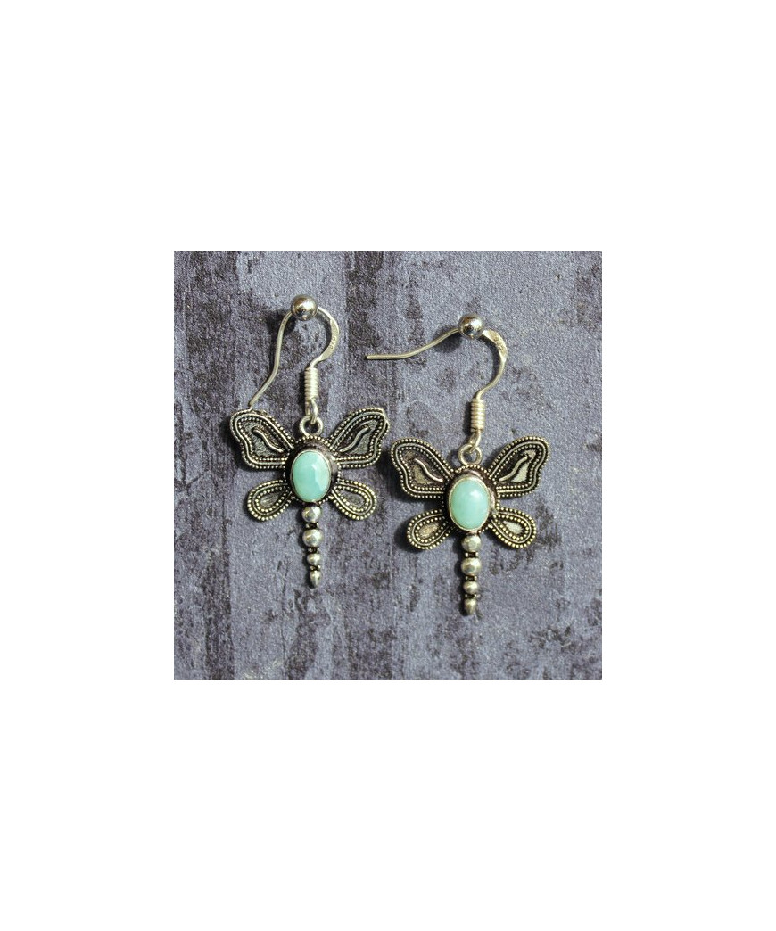 Boucles d'oreilles Libellules en Larimar