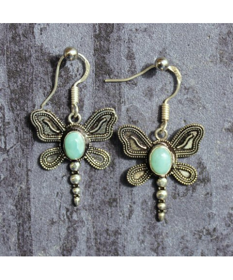 Boucles d'oreilles Libellules en Larimar