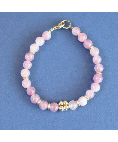 Bracelet Trèfle à 4 feuilles en Kunzite