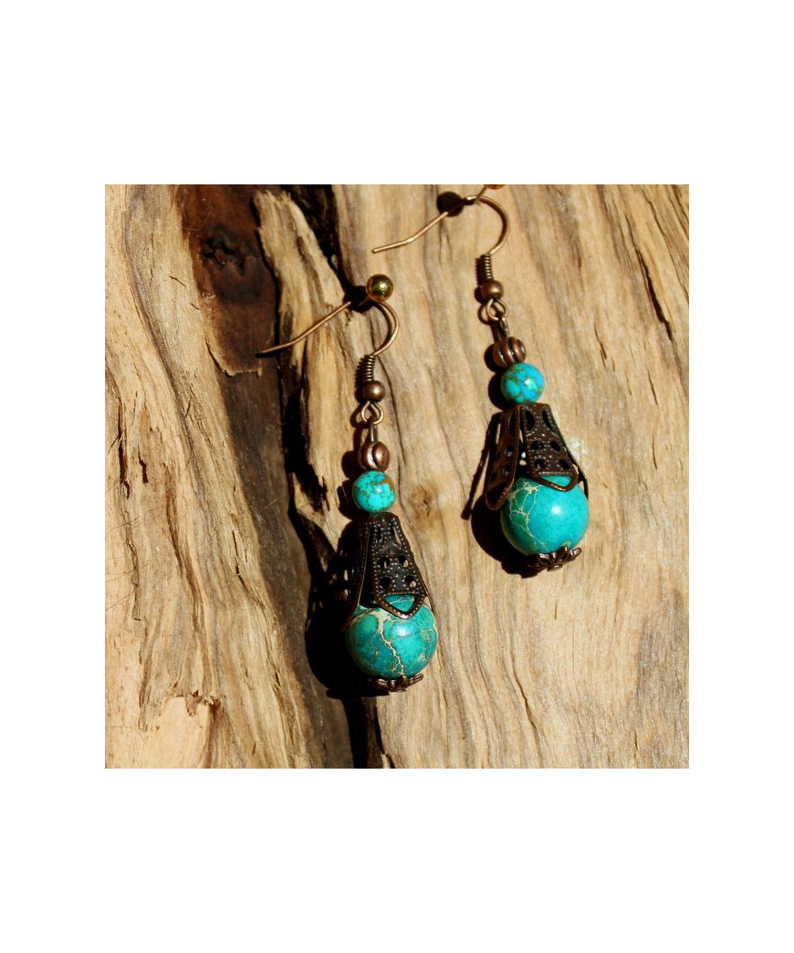 Boucles d'oreilles en Jaspe bleu