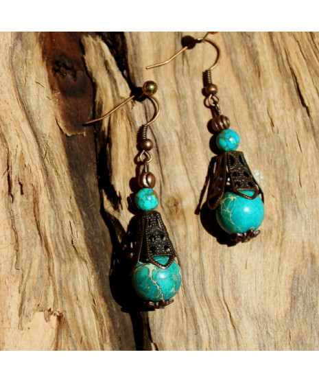 Boucles d'oreilles en Jaspe bleu