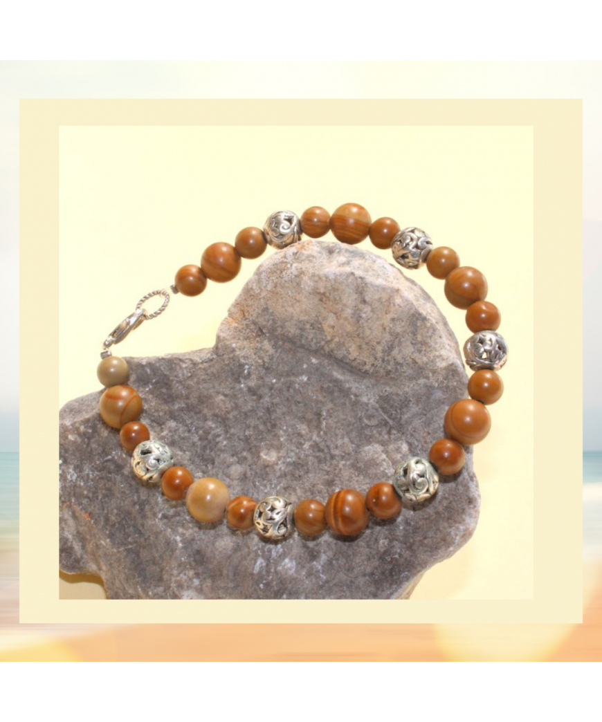 Bracelet en pierre de bois fossilisé