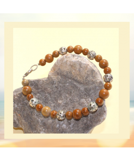 Bracelet en pierre de bois fossilisé