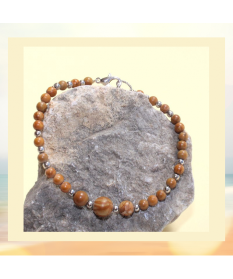 Bracelet en pierre de bois fossilisé