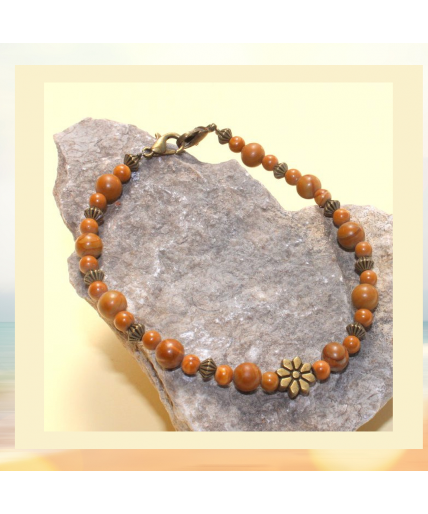 Bracelet en pierre de bois fossilisé