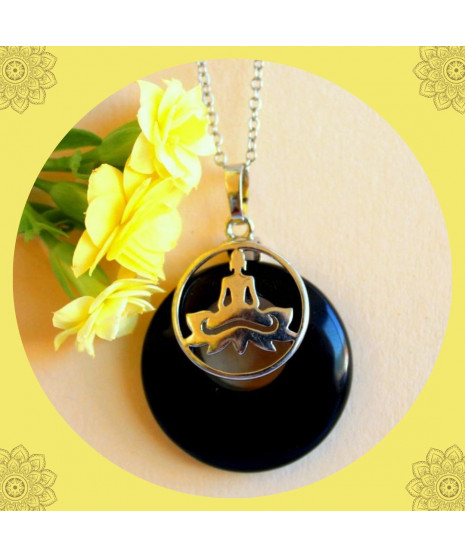 Pendentif Yogi en Agate noire