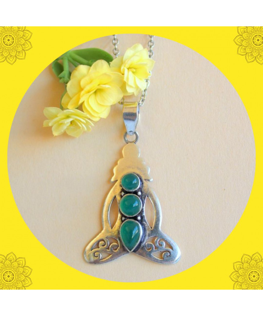 Pendentif Yogi en Agate verte