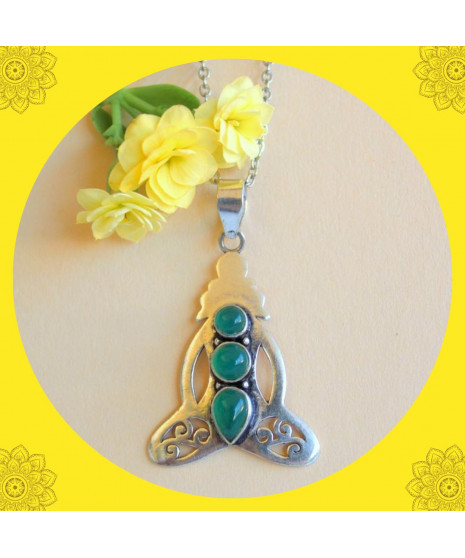 Pendentif Yogi en Agate verte