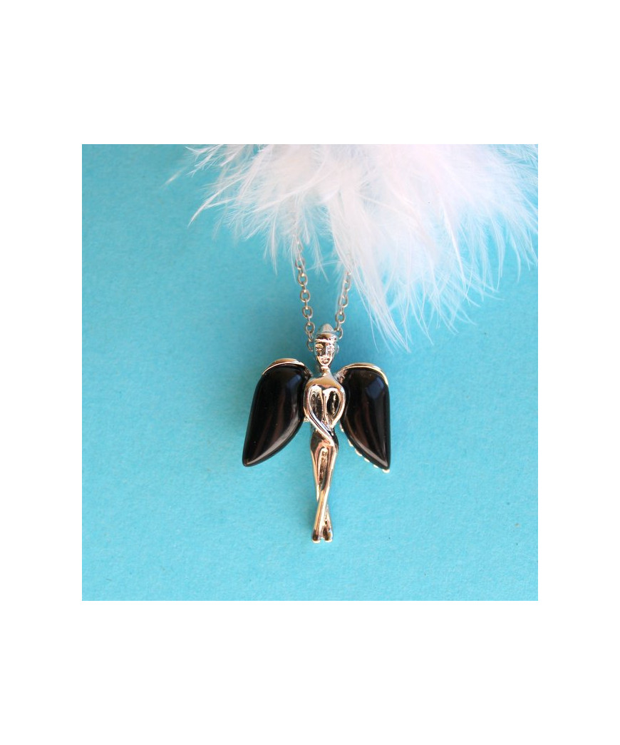 Pendentif Ange en Agate noire