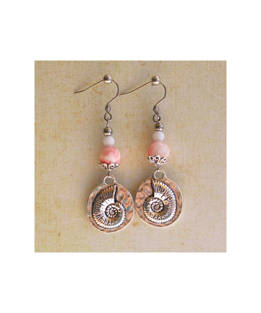 Boucles d'Oreilles Ammonite en Jade