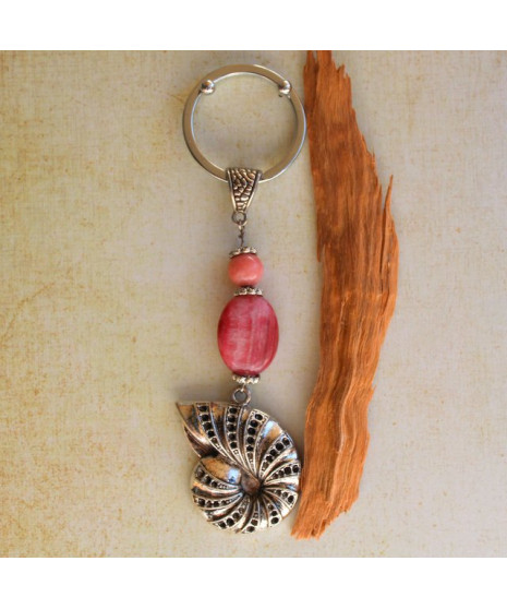 Porte clefs Ammonite en Rhodochrosite