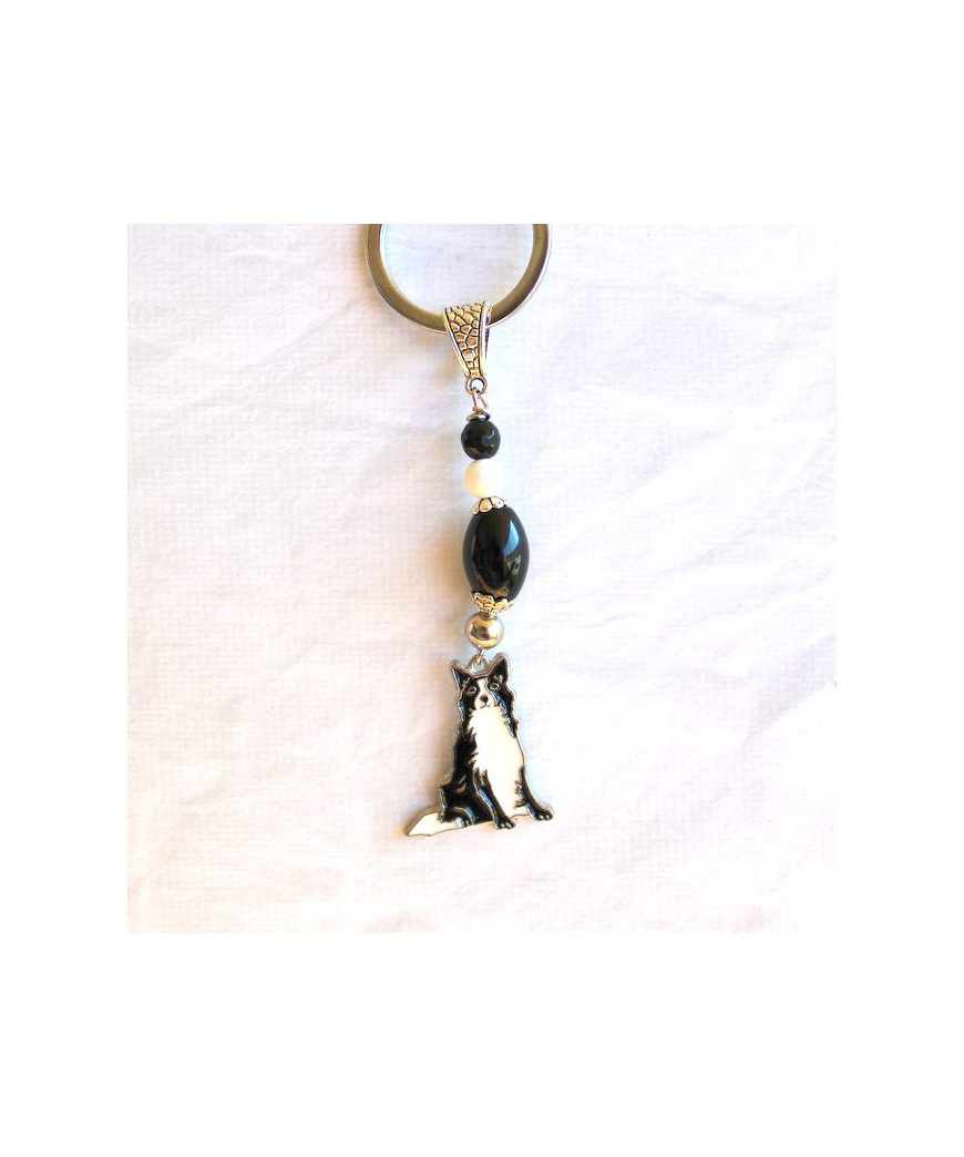 Porte-clefs Chien blanc et noir