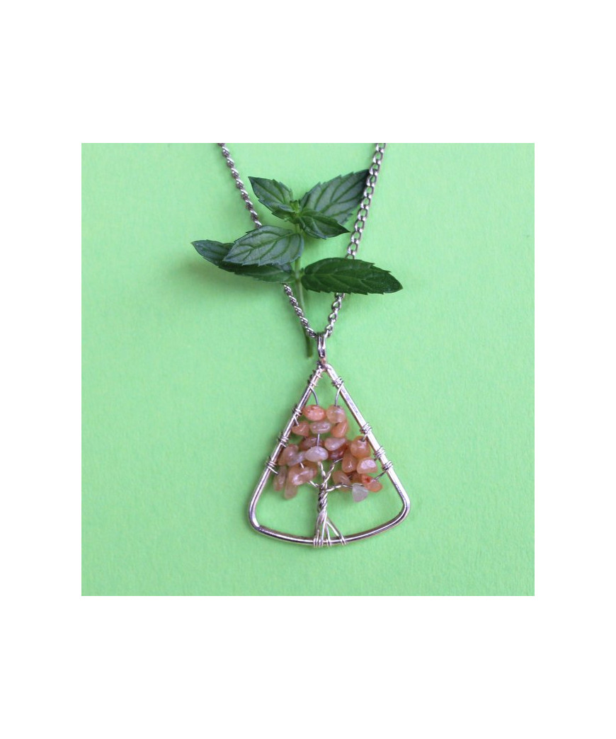 Pendentif Arbre de vie en Aventurine orange