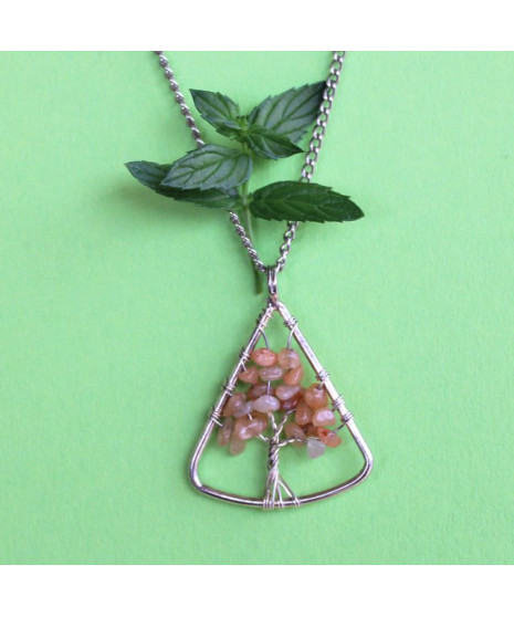 Pendentif Arbre de vie en Aventurine orange