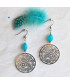 Boucles d'oreilles filigranes Fleurs en Agate bleue
