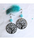 Boucles d'oreilles Arbre de vie filigranes en Agate bleue