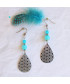 Boucles d'oreilles Fleur de vie filigranes en Agate bleue