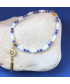 Bracelet de cheville Plume en Agate Œil de chat bleue