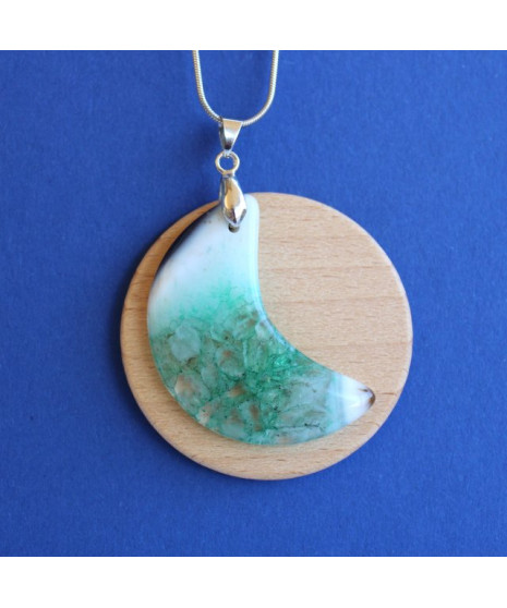 Pendentif Lune en Agate verte