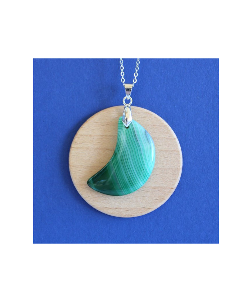 Pendentif Lune en Agate verte