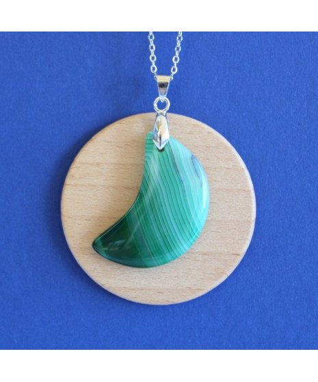 Pendentif Lune en Agate verte