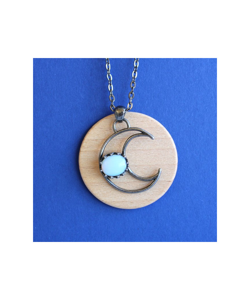 Pendentif Lune en Pierre de lune