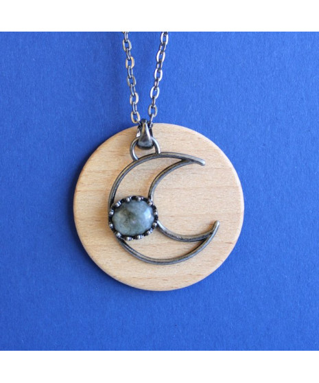 Pendentif Lune en Labradorite