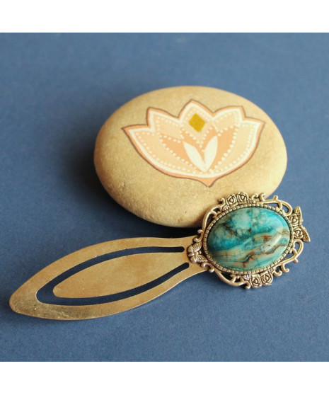 Marque-pages en Agate crazy bleu