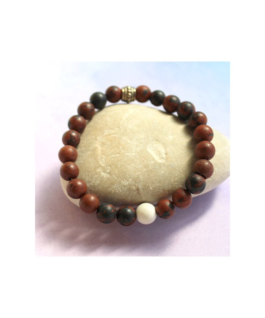 Bracelet Obsidienne acajou  et Howlite