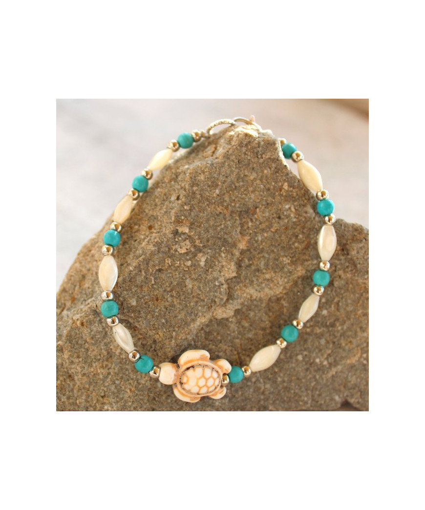 Bracelet Tortue en Turquoise et Nacre