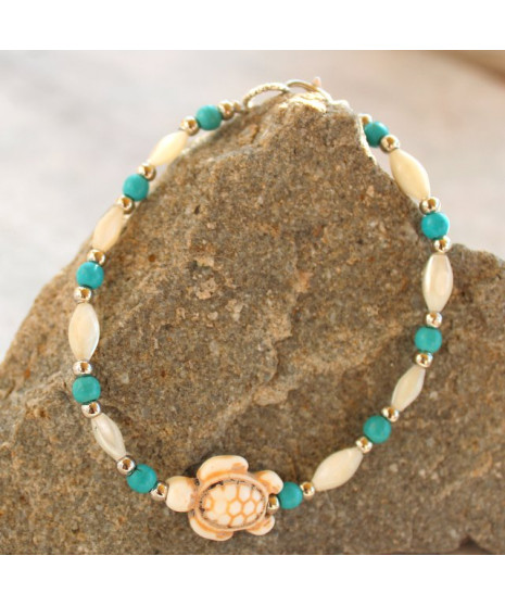 Bracelet Tortue en Turquoise et Nacre