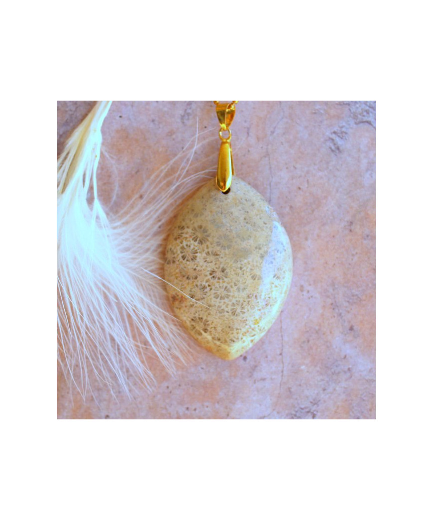 Pendentif en Corail de fossiles d'Agate