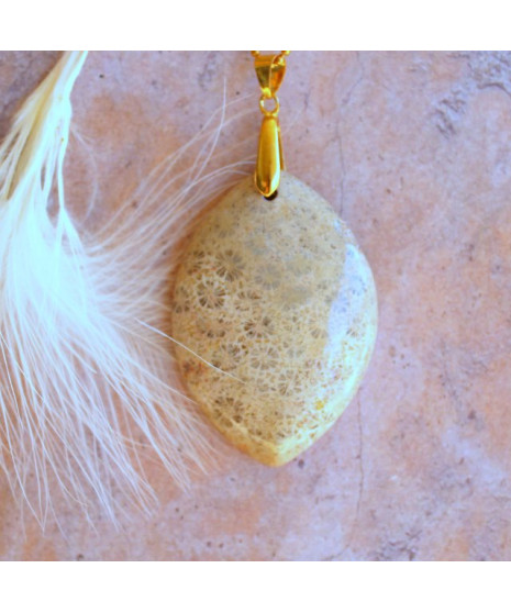 Pendentif en Corail de fossiles d'Agate