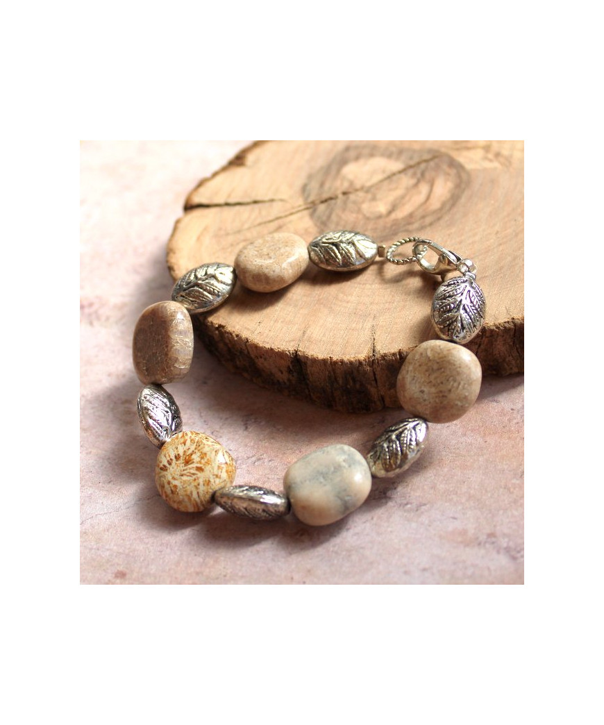 Bracelet en Corail de fossiles d'Agate