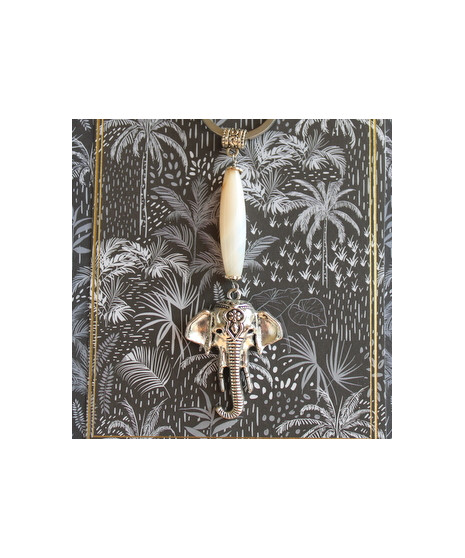 Porte-clefs Eléphant en Agate blanche