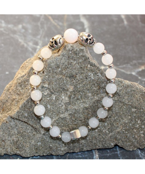Bracelet Tête de Mort en Agate blanche