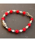 Bracelet Tête de Mort en Agate rouge et Howlite
